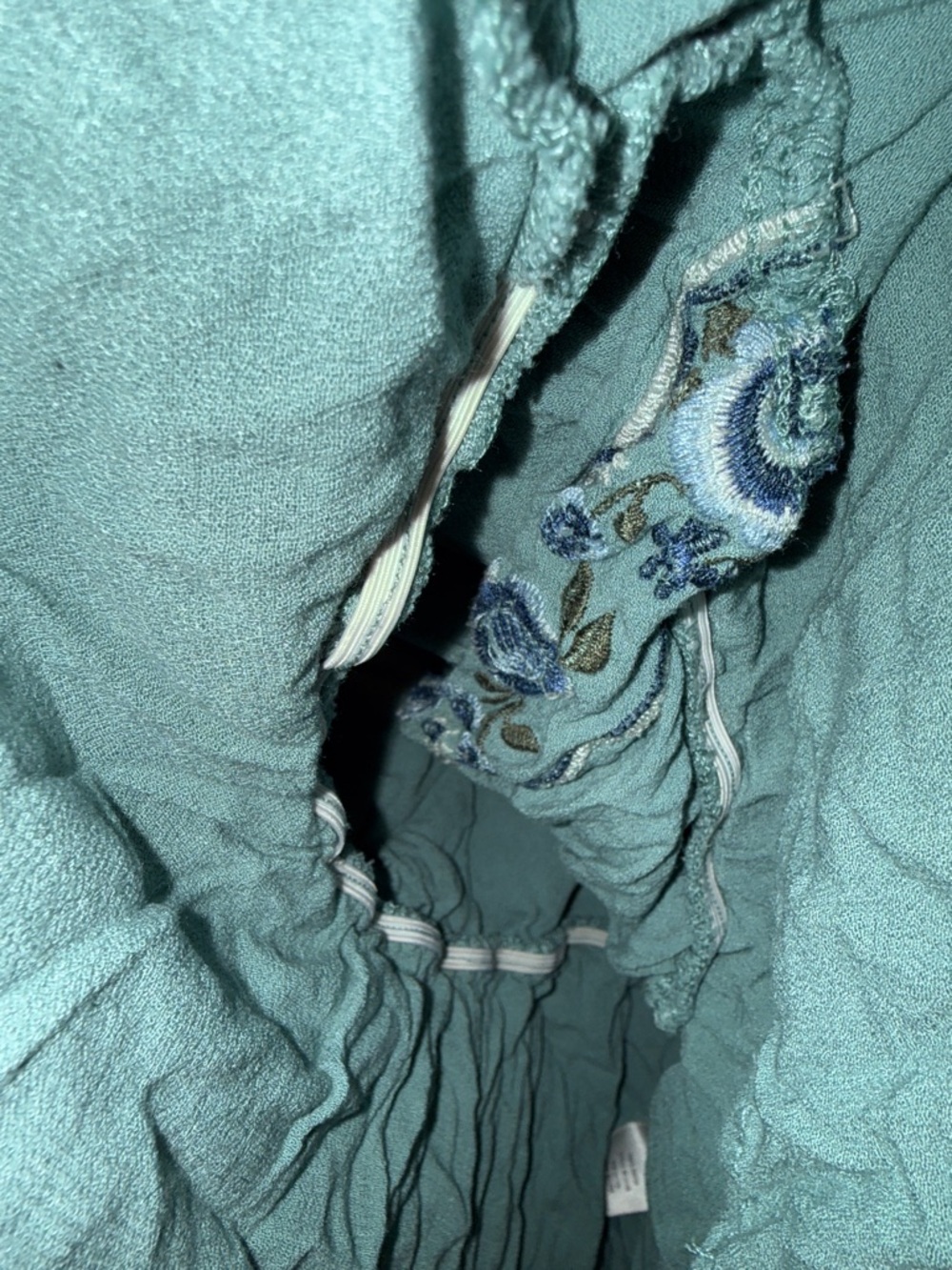 Blue Rain Sage Green Embroidered‎ Wrap Blouse - Picture 5 of 6